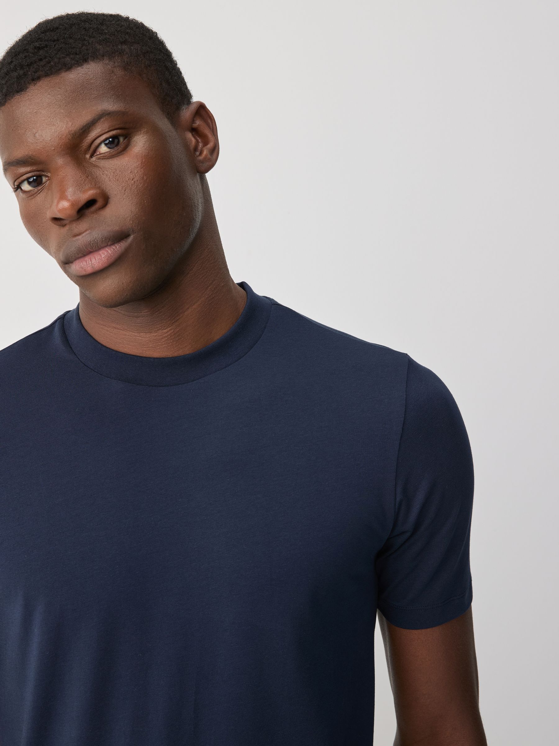 Buy Navy Blue/White/Black Muscle Fit Essential T-Shirts 3 Pack