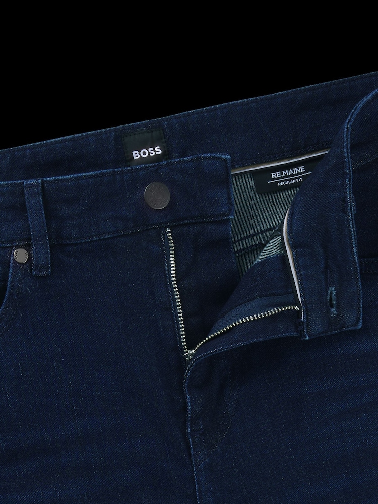 BOSS Blue Regular-Fit Maine Jeans In Cashmere-Touch Denim - Image 6 of 6