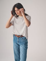 The Set Pastel Yellow/Light Pink/Pale Blue/Pink Stripe 4 Pack 100% Cotton Short Sleeved Relaxed T-Shirts - Image 4 of 13