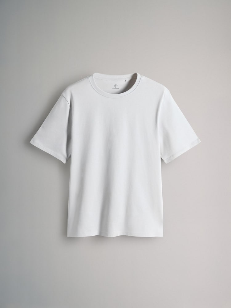 The Set Pastel Yellow/Light Pink/Pale Blue/Pink Stripe 4 Pack 100% Cotton Short Sleeved Relaxed T-Shirts - Image 5 of 10