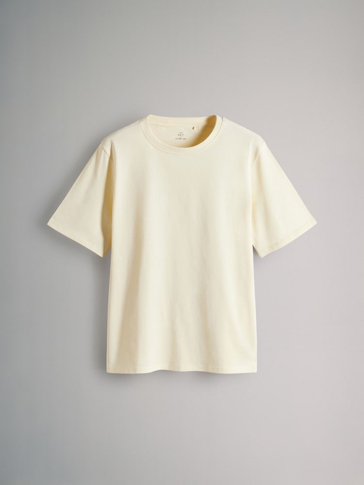 The Set Pastel Yellow/Light Pink/Pale Blue/Pink Stripe 4 Pack 100% Cotton Short Sleeved Relaxed T-Shirts - Image 7 of 10