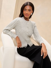 Lipsy Grey Buttoned Crew Neck Knit Cardigan - Image 2 of 4