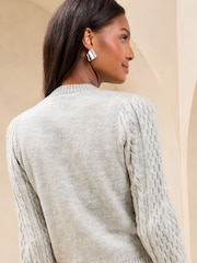 Lipsy Grey Buttoned Crew Neck Knit Cardigan - Image 4 of 4