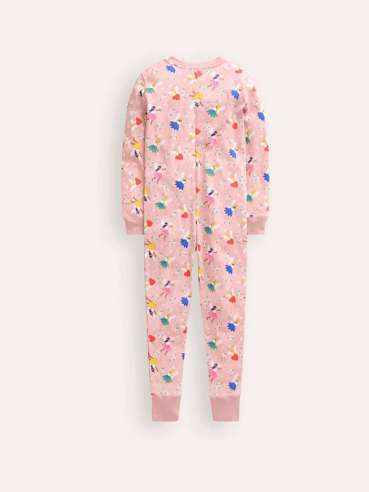 Boden Pink 100% Cotton Fairies Snug All-In-One Pyjamas - Image 2 of 3