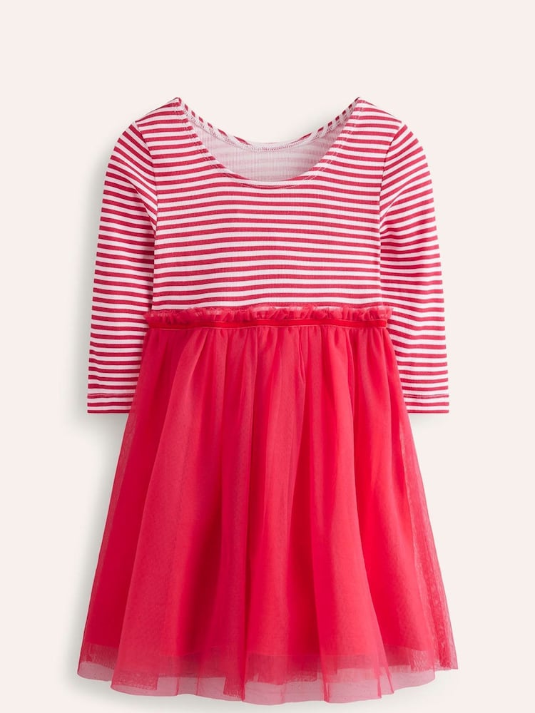 Boden Pink Tilly Rib Jersey Tulle 100% Cotton Dress - Image 1 of 3