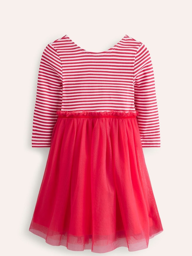 Boden Pink Tilly Rib Jersey Tulle 100% Cotton Dress - Image 2 of 3