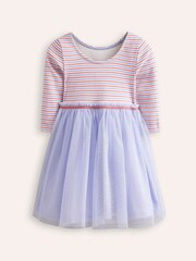 Boden Blue Tilly Rib Jersey Tulle 100% Cotton Dress - Image 1 of 3