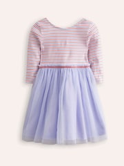 Boden Blue Tilly Rib Jersey Tulle 100% Cotton Dress - Image 2 of 3