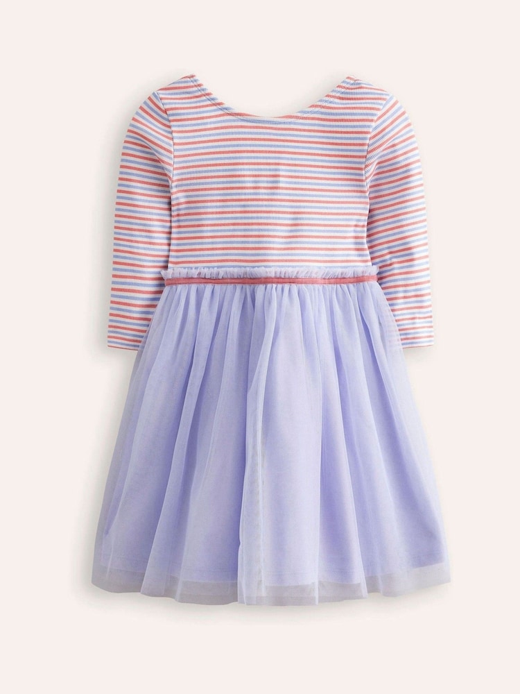 Boden Blue Tilly Rib Jersey Tulle 100% Cotton Dress - Image 2 of 3