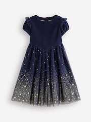 Boden Blue Esther Metallic Star Party 100% Cotton Dress - Image 1 of 4