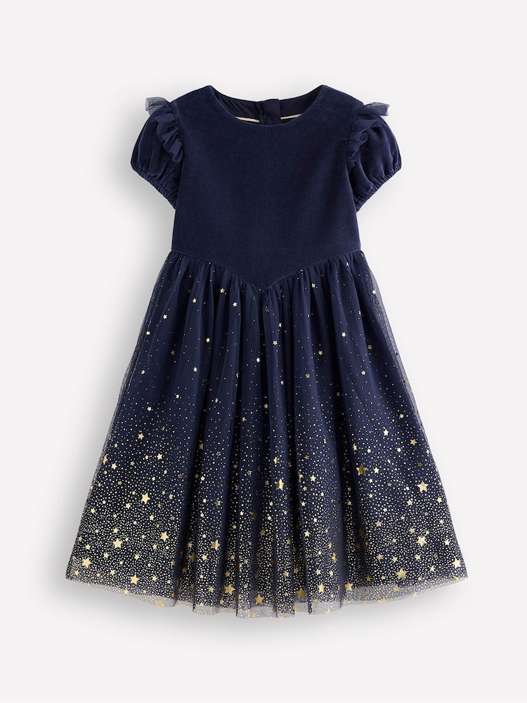 Boden Blue Esther Metallic Star Party 100% Cotton Dress - Image 1 of 4