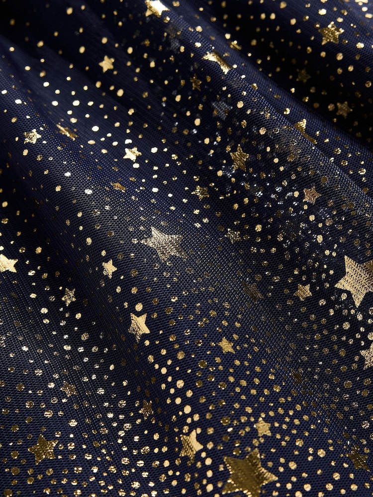 Boden Blue Esther Metallic Star Party 100% Cotton Dress - Image 4 of 4