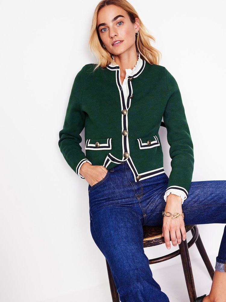 Boden Green Holly Knitted 100% Cotton Cardigans - Image 1 of 6 Boden Green Holly Knitted 100% Cotton Cardigans - Image 1 of 6
