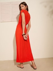 Friends Like These Orange Wrap V-Neck Shirred Waist Maxi Dress - Image 4 of 4