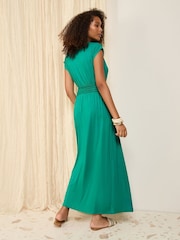Friends Like These Green Wrap V-Neck Shirred Waist Maxi Dress - Image 4 of 4