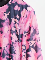 Oliver Bonas Pink Floral Print Ruched Midi Dress - Image 4 of 6