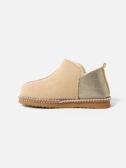 Oliver Bonas Gold Faux Suede Slipper Boots - Image 1 of 3