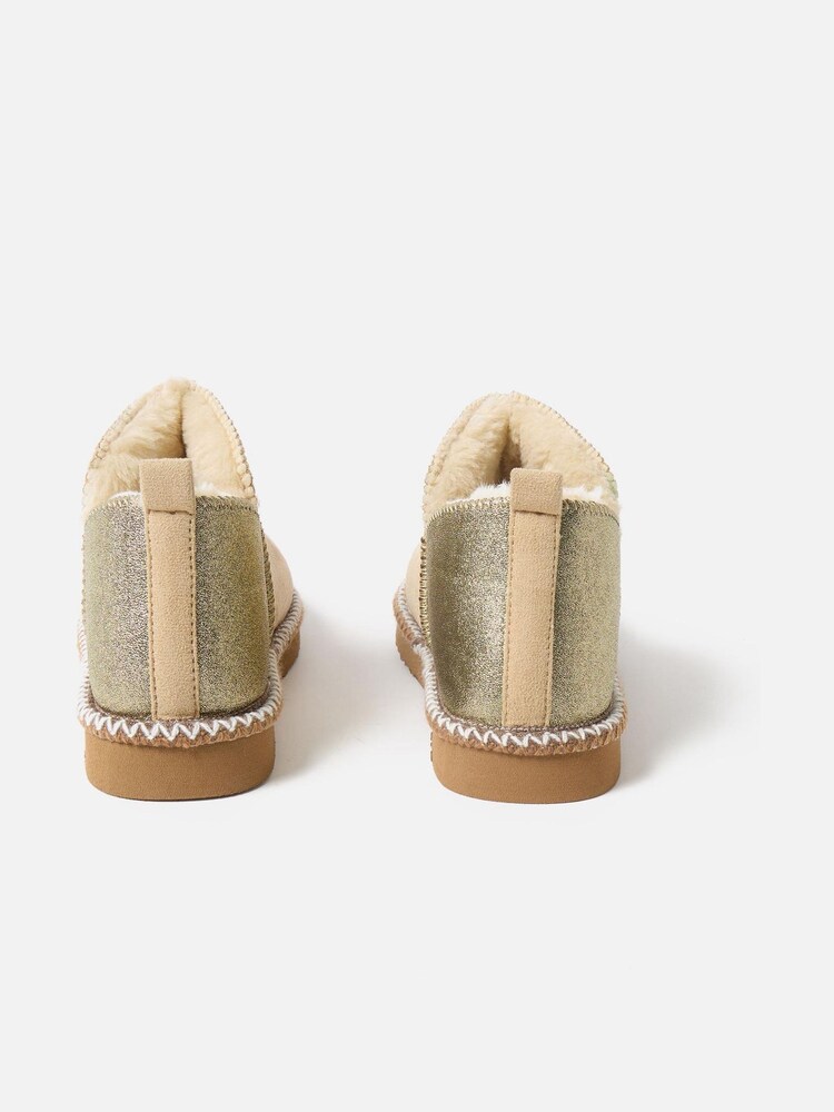 Oliver Bonas Gold Faux Suede Slipper Boots - Image 3 of 3