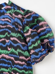 Oliver Bonas Black Pattern Organza Mini Dress - Image 7 of 8