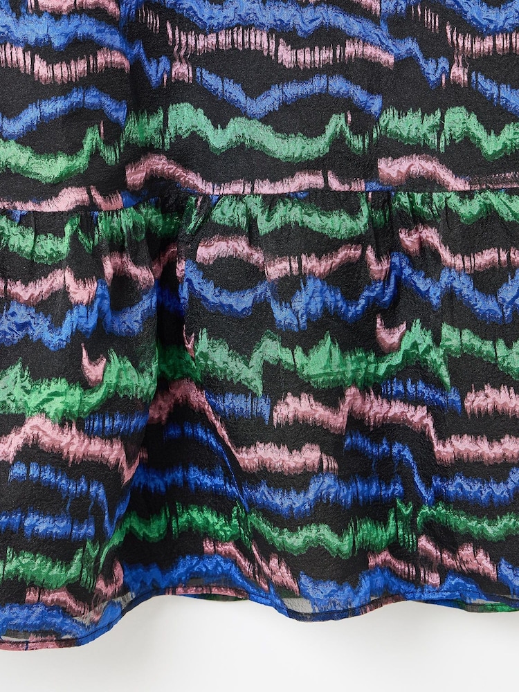 Oliver Bonas Black Pattern Organza Mini Dress - Image 8 of 8