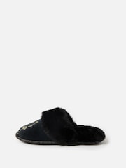 Oliver Bonas Black Gold Leopard Print Slippers And Drawstring Slippers - Image 1 of 5