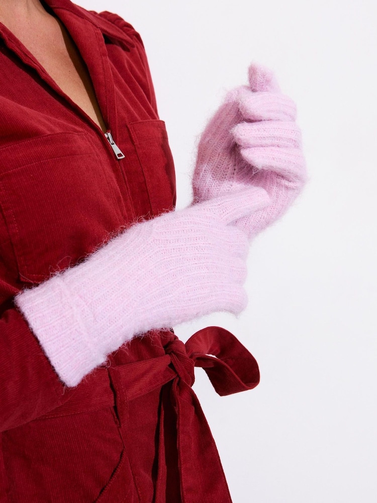 Oliver Bonas Pink Knitted Gloves - Image 2 of 8 Oliver Bonas Pink Knitted Gloves - Image 2 of 8