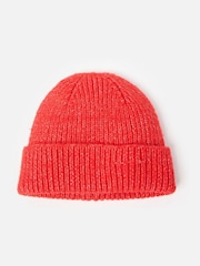 Oliver Bonas Red Ribbed Knitted Beanie Hat - Image 1 of 5