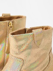 Oliver Bonas Gold Iridescent Heeled Western Cowboy Boots - Image 8 of 8
