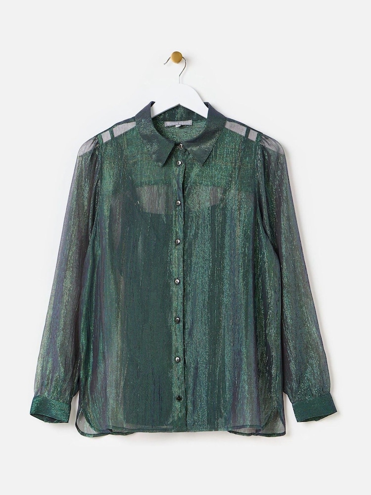 Oliver Bonas Green Metallic Shirt - Image 1 of 6
