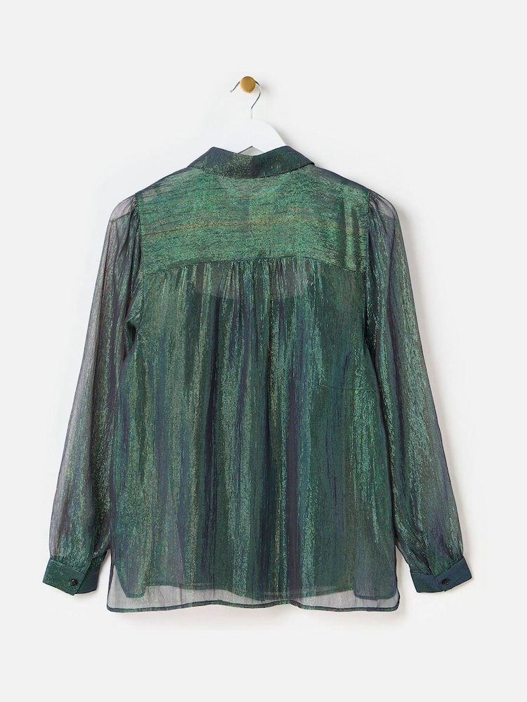 Oliver Bonas Green Metallic Shirt - Image 2 of 6