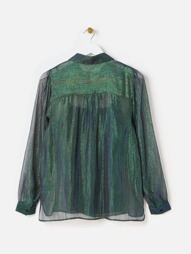 Oliver Bonas Green Metallic Shirt - Image 2 of 6 Oliver Bonas Green Metallic Shirt - Image 2 of 6