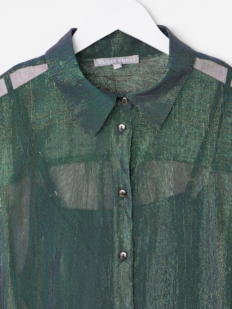 Oliver Bonas Green Metallic Shirt - Image 6 of 6