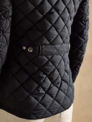 Joules Official Scone Navy Showerproof Diamond Quilted Coat - Image 10 of 12