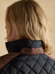 Joules Official Scone Navy Showerproof Diamond Quilted Coat - Image 11 of 12