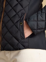 Joules Official Scone Navy Showerproof Diamond Quilted Coat - Image 5 of 12