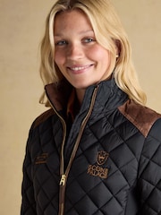Joules Official Scone Navy Showerproof Diamond Quilted Coat - Image 6 of 12