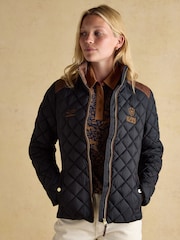 Joules Official Scone Navy Showerproof Diamond Quilted Coat - Image 8 of 12