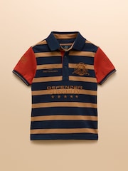 Joules Official Burghley Orange Stripe Kids Pique Polo Shirt - Image 1 of 4
