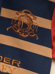 Joules Official Burghley Orange Stripe Kids Pique Polo Shirt - Image 3 of 4