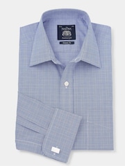 The Savile Row Company Classic Fit Blue PoW Check Formal 100% Cotton Shirt - Image 5 of 7