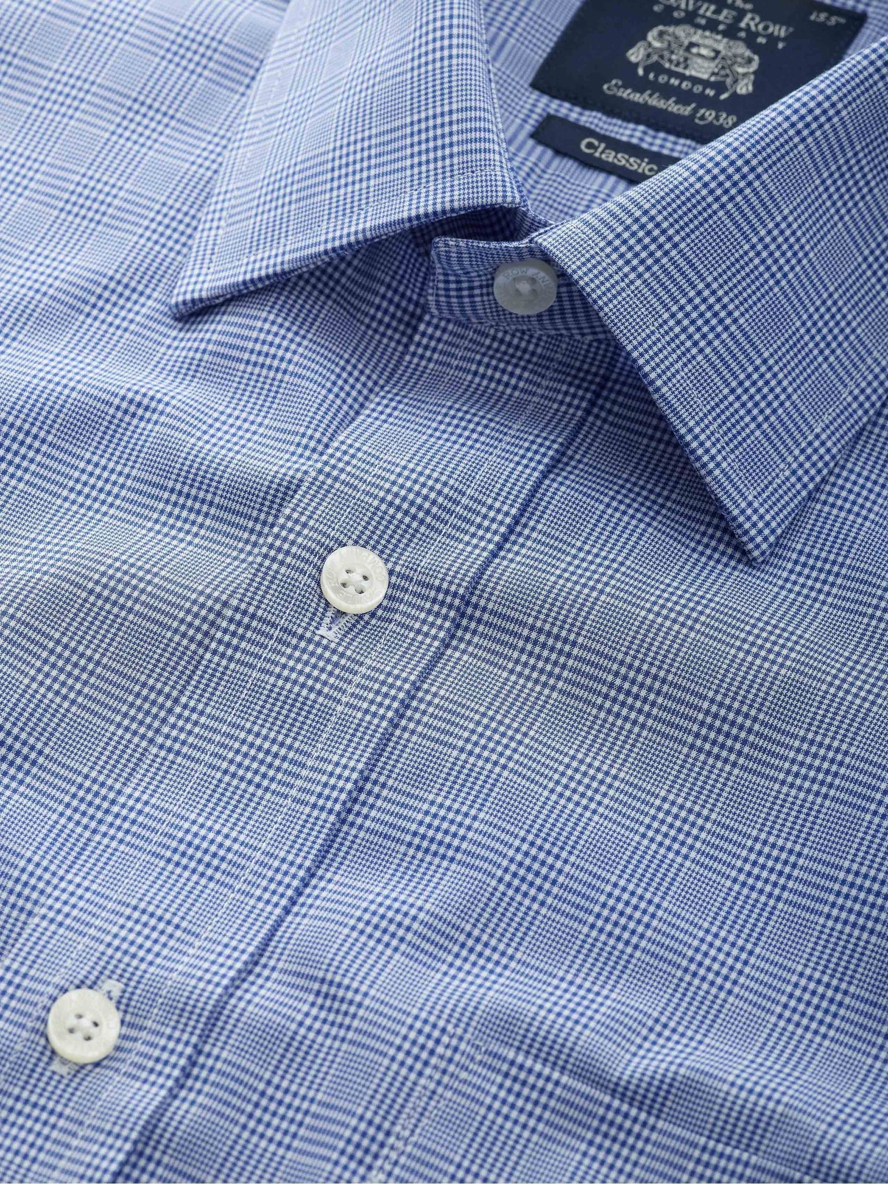 Przeglądaj Savile Row Company Blue Classic Fit Cotton PoW