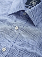The Savile Row Company Classic Fit Blue PoW Check Formal 100% Cotton Shirt - Image 6 of 7