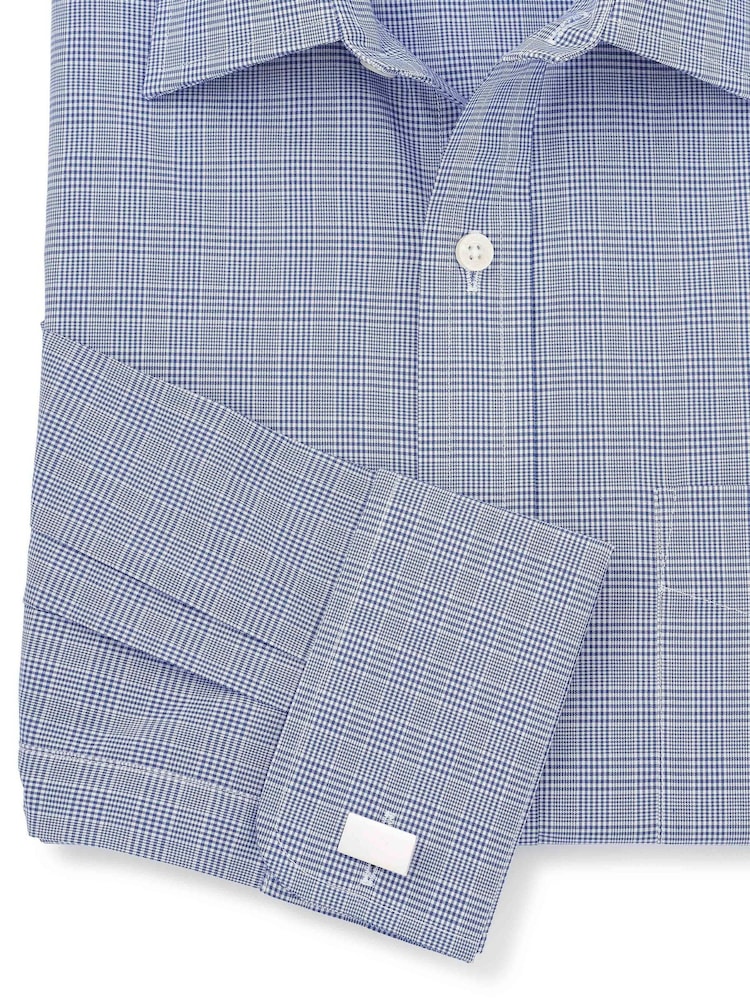 The Savile Row Company Classic Fit Blue PoW Check Formal 100% Cotton Shirt - Image 7 of 7