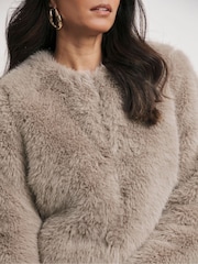 Joanna Hope Grey Cropped Faux Fur Jacket - Image 2 of 4