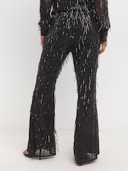 Joanna Hope Sequin Tassel Black Flared Trousers - Image 2 of 4