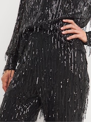 Joanna Hope Sequin Tassel Black Flared Trousers - Image 3 of 4