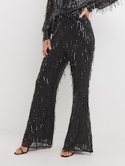 Joanna Hope Sequin Tassel Black Flared Trousers - Image 4 of 4