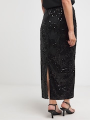 JD Williams Black Sequin Column Midaxi Skirt - Image 2 of 4