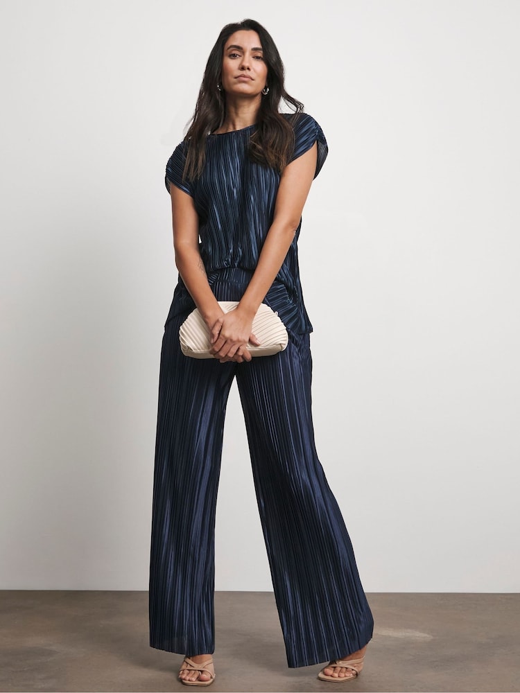 Joanna Hope Pink Plisse Wide Leg Trousers - Image 1 of 4