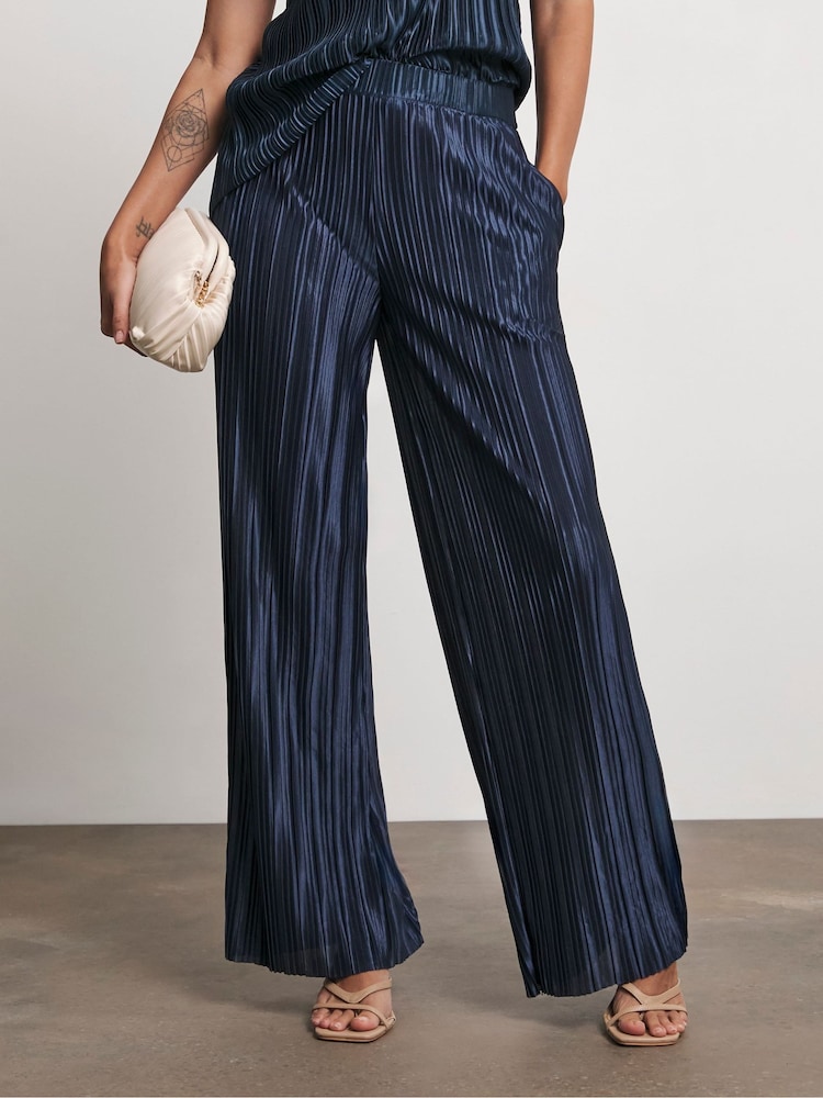 Joanna Hope Pink Plisse Wide Leg Trousers - Image 2 of 4